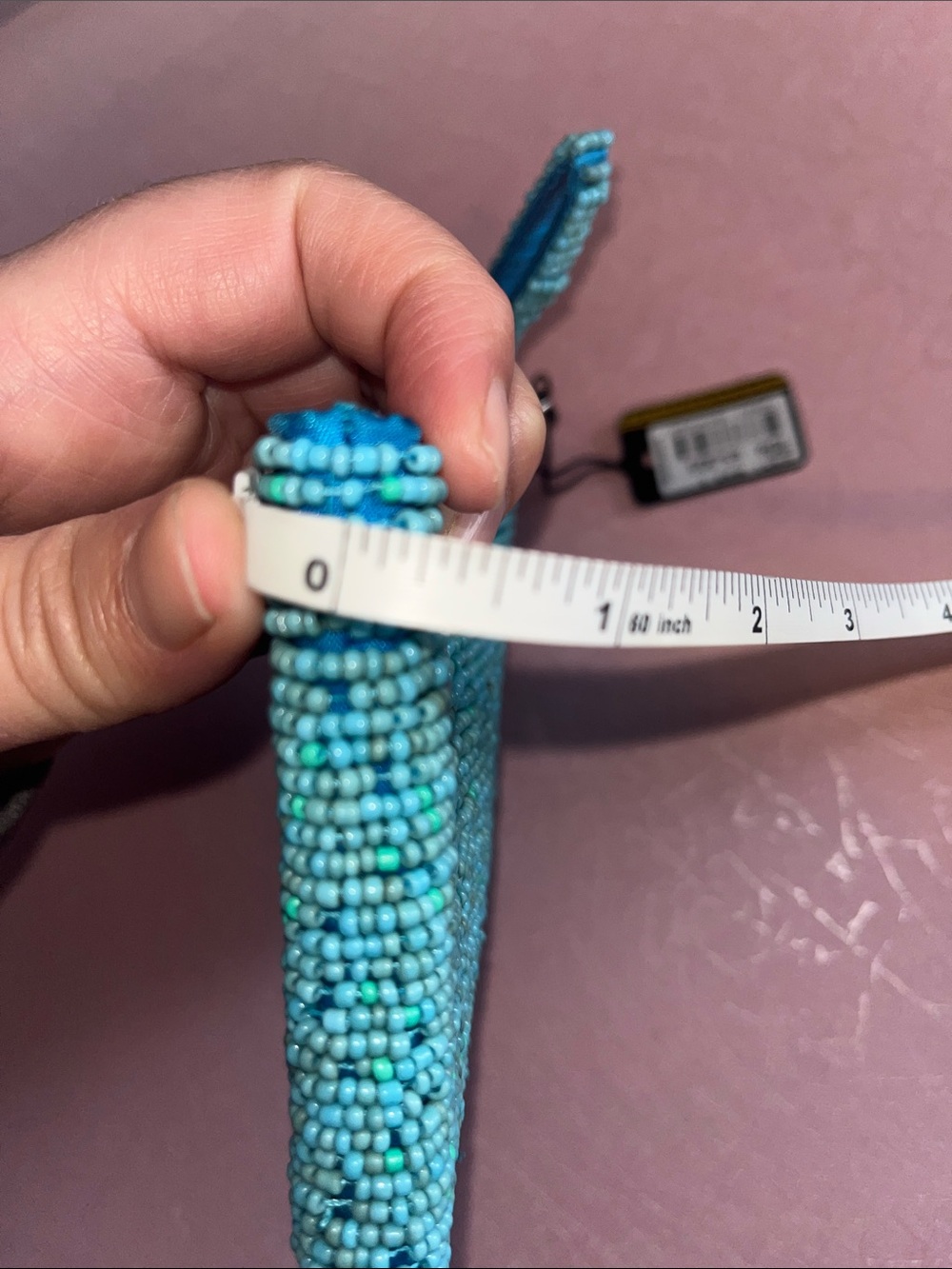 Beaded Evil Eye Wristlet Pouch in Aqua & Blue - Picture 13 of 16
